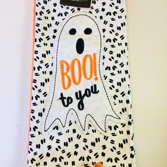 2 Halloween Ghost Embroidered Kitchen Towels Boo - Picture 2 of 6